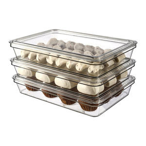 Boîte à raviolis rectangulaire transparente 32x22x5,5cm avec couvercle à clip, récipient de stockage alimentaire hermétique et congelable pour la cuisine - Product Image 2