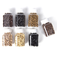 Anneaux micro-perles Leeons avec vis filetées, 7 couleurs, 4,5x3,0x3,0mm, 1000 pièces/flacon pour extensions capillaires