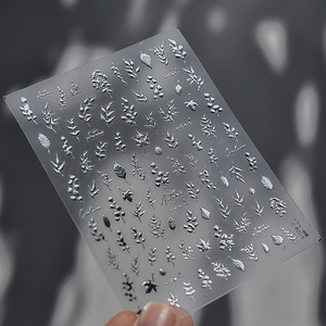 Autocollants métalliques autocollants 5D or argent feuilles automne autocollants blanc noir fleur pour spa de beauté - Product Image 2