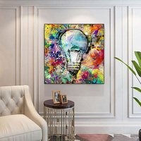 Impressionniste, aquarelle, portrait, motif d'ampoule, 40x40cm, toile imprimée HD, art mural