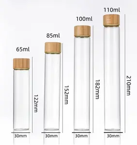 대나무 나사 뚜껑이있는 도매 30mm 평면 바닥 붕규산 유리 테스트 튜브 샘플 병