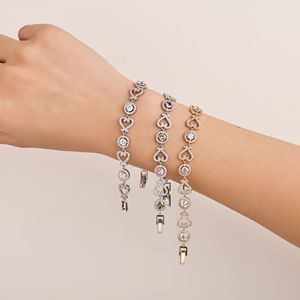 Heart Shape Zircon <b>Bracelet</b> <b>Copper</b> Alloy Micro Paved European Style Fashion Jewelry Gift - Product Image 2