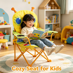 <span class=keywords><strong>Chaise</strong></span> pliante pour enfants à motif d'ours de dessin animé très attrayante, mobilier d'extérieur, siège auto portable avec dossier, sans matériau - Product Image 2