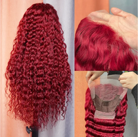 Perruques à fermeture frontale 99J bordeaux transparentes, sans colle, en cheveux humains vierges, lisses, haute densité, longues