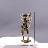 Nouveau 1 pièce Figurine de pêcheur en laiton et cuivre, style rétro classique, objet décoratif de bureau en bronze, artisanat et ornements