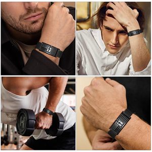 Nueva llegada de regalos de joyería cristiana de graduación, pulseras de muñeca ajustables con correa elástica negra para hombres y niños - Product Image 5