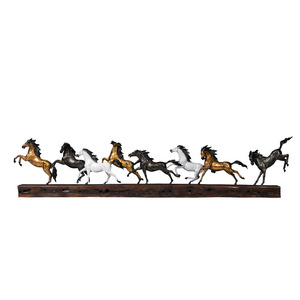 Figuras de cobre y latón de ocho caballos galopantes, hechas a mano, decoración artística para sala de estar, regalo de inauguración de casa - Product Image 1