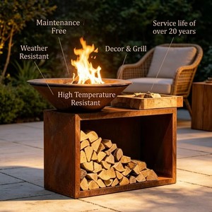 Brasero <span class=keywords><strong>de</strong></span> Acero Corten Grande para Exteriores, <span class=keywords><strong>de</strong></span> Alta Resistencia, para Fiestas en el <span class=keywords><strong>Patio</strong></span>, Parrilla <span class=keywords><strong>de</strong></span> Carbón para Jardín, Proveedor OEM - Product Image 2