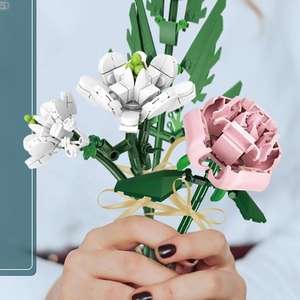 Regalo de <span class=keywords><strong>cumpleaños</strong></span> educativo ramo romántico creativo Diy ensamblar plástico ladrillo bloque de construcción flor - Product Image 2