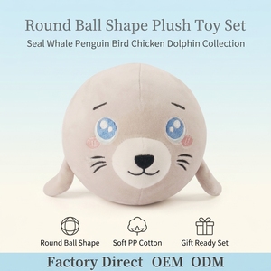 Peluche Ronde en Forme de Phoque, Pingouin, <span class=keywords><strong>Dauphin</strong></span>, Animaux Mignons en Peluche, <span class=keywords><strong>Doudou</strong></span>, Collection Parent-Enfant, Fabrication OEM Personnalisée - Product Image 1