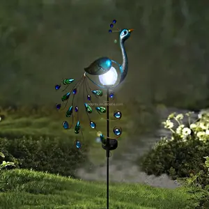 Top bán hàng năng lượng mặt trời Cổ Phần cho ánh sáng sân vườn ban công trang trí đèn năng lượng mặt trời Peacock cho vườn