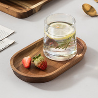 Plateau de service unique en bois d'acacia massif de haute qualité pour café, nourriture, pain et petit-déjeuner, idéal pour le rangement et la présentation.