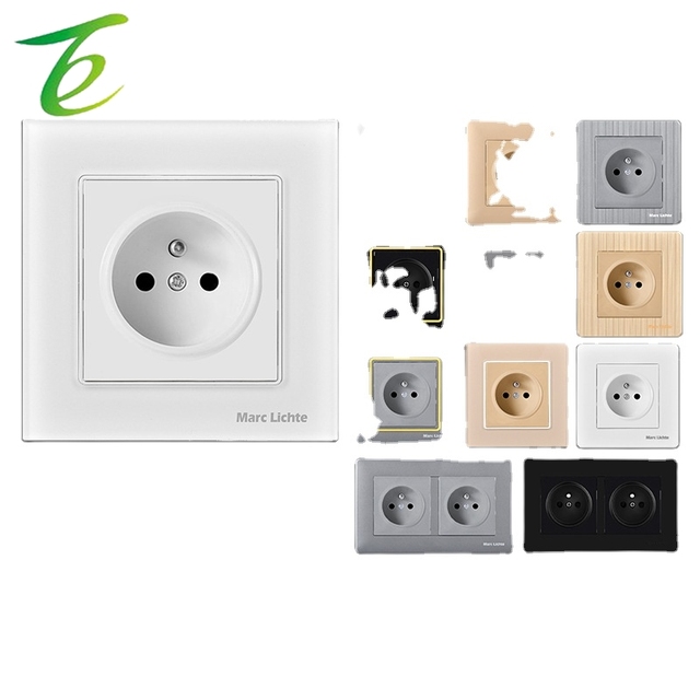 French socket 16A, French standard socket, type 86, panel, wall power supply, European standard, European style socket, French