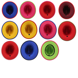 Chapeau <span class=keywords><strong>Fedora</strong></span> pour femmes, nouveau design, vente en gros, chapeau <span class=keywords><strong>Fedora</strong></span> en laine à large bord, chapeau <span class=keywords><strong>Fedora</strong></span> bicolore pour hommes et femmes - Product Image 3