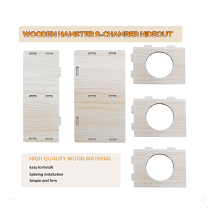 Maison et tunnel d'exploration pour hamster en bois détachable sur mesure à 2 compartiments - Product Image 3