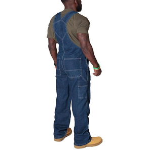 WSU-014 Ready to Ship Multi-pocket Loose Jeans Trousers Cotton Denim <strong>Overalls</strong> for <strong>Men</strong> - Product Image 3