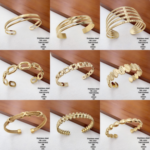 <span class=keywords><strong>XUPING</strong></span> Brazalete Abierto de Acero Inoxidable Chapado en Oro de 14K con Cuentas Ovaladas, Joyería Geométrica Boho para Mujer - Product Image 3