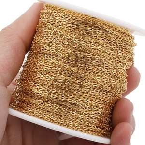 Cadena Plana de Acero Inoxidable de 1.5mm Color Dorado para Fabricación de Pulseras, Accesorios de Joyería DIY - Product Image 3