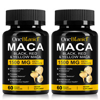 OneBtanicl Favorise l'Équilibre Hormonal Améliore la Vitalité et l'Endurance, Capsule Maca Strong Man Maca Plus Capsules de Racine de Maca Noire