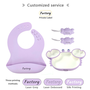 Juego de alimentación para bebés de silicona sin BPA, cuchara y tenedor, plato con babero y fuerte succión, con cubiertos y logotipo personalizado. - Product Image 5