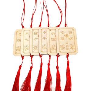 Ventes directes d'usine de bénédictions de couleur de bois d'origine souhaitant carte <span class=keywords><strong>temple</strong></span> pendentif en bois en gros - Product Image 1