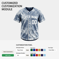 Pakaian Luar Ruangan Poliester Ramah Lingkungan, Anti Air, dan Bernapas, Jersey Baseball Jahitan Khusus dengan Pewarnaan Caramel Ombre Tie Dye untuk Pengecer
