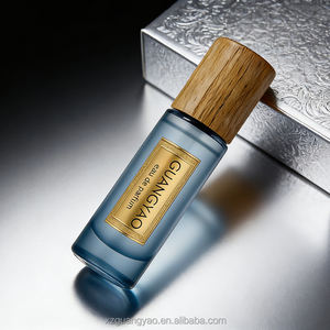 Flacon de parfum rond en verre de petite capacité 18 ml, best-seller, couleurs et logos personnalisés, avec bouchon en bois et boîte d'emballage - Product Image 3