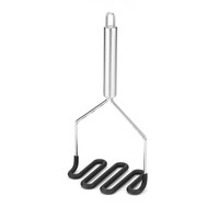 Ustensile de cuisine en silicone et acier inoxydable, anti-rayures, antidérapant, écologique, pour écraser les légumes et les fruits, spatule manuelle pour aliments