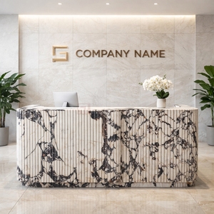 High-End Hotel Reception Counter Front Desk Marble with <b>Drawers</b> Elegant Natural Stone Design - Product Image 5