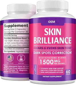 Suplemento Herbal Antioxidante Blanqueador de Glutatión de 60 Cápsulas con Extracto de Limón, Jengibre, Canela y Papaya para Adultos - Product Image 1