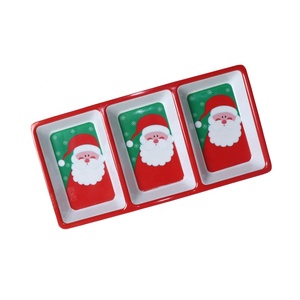 Placa <span class=keywords><strong>de</strong></span> Navidad OEM <span class=keywords><strong>de</strong></span> Papá Noel, plato <span class=keywords><strong>de</strong></span> <span class=keywords><strong>melamina</strong></span> con forma rectangular, 3 compartimentos, salsa japonesa <span class=keywords><strong>de</strong></span> soja, Sushi - Product Image 1