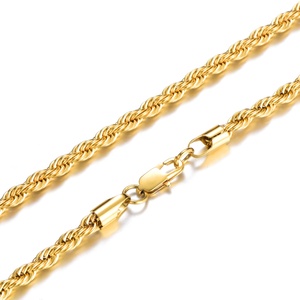 Chaînes en corde torsadées pour hommes, 3mm, 4mm, 6mm, 8mm, 10mm, 12mm, en acier inoxydable, style hip-hop <span class=keywords><strong>rock</strong></span>, collier chaîne cordell, bijoux plaqués or 18K PVD - Product Image 5