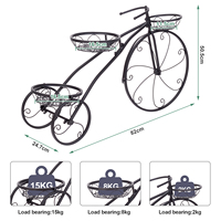 3-Tier Vélo Plante Stand Fer Tricycle Fleur Pot Titulaire Maison Jardin Patio Décor