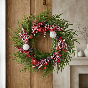 Guirnalda Navideña de Piñas y Bayas de 55 cm, Decoración Navideña Creativa con Bolas de Navidad, Anillo de Vid, Decoración Floral, Venta al por Mayor - Product Image 2
