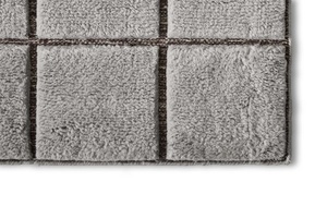 Tapis carré marocain élégant et moderne en laine jacquard nouée à la main, de luxe, écologique, imperméable, à motif géométrique, à poils moyens - Product Image 3
