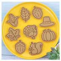 Moule à biscuits de Thanksgiving 3D DIY, citrouille, dinde, feuille d'érable, écureuil, gland