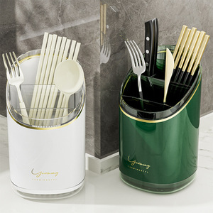 Yueming Kitchen Chopstick Holder With Gold Rim Round Draining Rack For Cutlery Storage - Product Image 4
