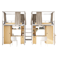 Lit superposé pour étudiants en dortoir scolaire, structure métallique, taille complète, bureau multifonctionnel en dessous, y compris des escaliers, meubles de chambre