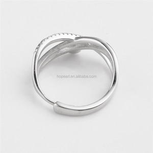 SSR192 <span class=keywords><strong>Argento</strong></span> <span class=keywords><strong>Componenti</strong></span> <span class=keywords><strong>925</strong></span> Giudizio Anello di Base del Lineare Crisscross Anello Perla di Montaggio - Product Image 3