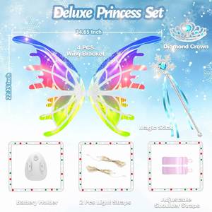 Alas de Mariposa Eléctricas con Luces LED y Música, Adorno de Alas de Ángel para Niños, Disfraz, Halloween, Navidad, Decoración para Fiestas - Product Image 5