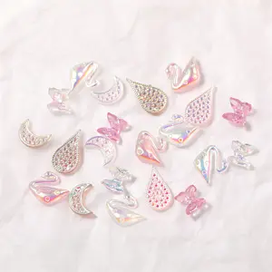 10Pcs 3D Mix Gummy Butterfly Diy Nail Charm Aurora AB colori pietre in resina UV Gel Polish strass Charms per unghie