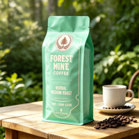 Sacs à café personnalisés en gros, imprimés en héliogravure, à fond plat, scellés sur huit côtés, étanches à l'humidité, de qualité alimentaire en Mylar
