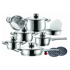 Juego <span class=keywords><strong>de</strong></span> Ollas <span class=keywords><strong>de</strong></span> Cocina <span class=keywords><strong>de</strong></span> Acero Inoxidable con Borde Ancho y Tapa Térmica, Funciona con Pilas - Product Image 1