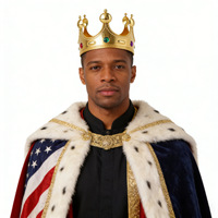 Couronne de roi transfrontalière pour Halloween et anniversaire, accessoire de costume, design géométrique, semi-fait main, or, argent, plastique