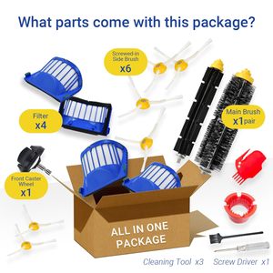 Kit di Accessori di Ricambio per Robot Aspirapolvere iRobot Roomba Serie 600: Spazzola Principale, Filtro, Spazzola Laterale, Ruota Girevole - Product Image 4