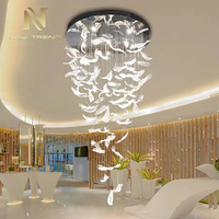 Lustre en verre à LED pour escalier de mariage, décoration d'intérieur de style contemporain, hôtel, villa, centre commercial