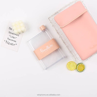 Bouteille d'eau portable en plastique avec couvercle, 380 ml, écologique, réutilisable, avec carnet de notes A5 rose créatif et mignon, personnalisable OEM/ODM