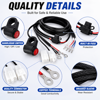 Arnés de cableado LED para motocicleta con interruptor de manillar 200W, control de encendido/apagado/luces altas/bajas para luz de conducción y faro auxiliar