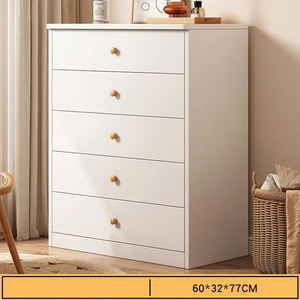 <span class=keywords><strong>Commode</strong></span> Autonome <span class=keywords><strong>Design</strong></span> Moderne pour Chambre, Meuble de Rangement en Bois Massif avec Tiroirs, Blanc - Product Image 2