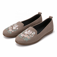 2026 Mocassins Femme Broderie Papillon Et Fleurs Dessus Tricot Volant Sans Lacets Semelle Extérieure PVC Flexible Chaussures Pla